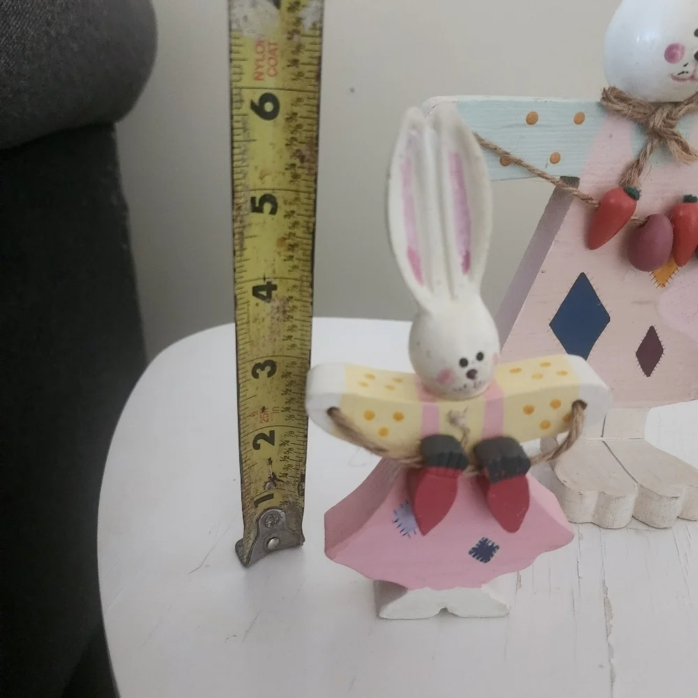 Colorful Wooden Bunny Figurines
